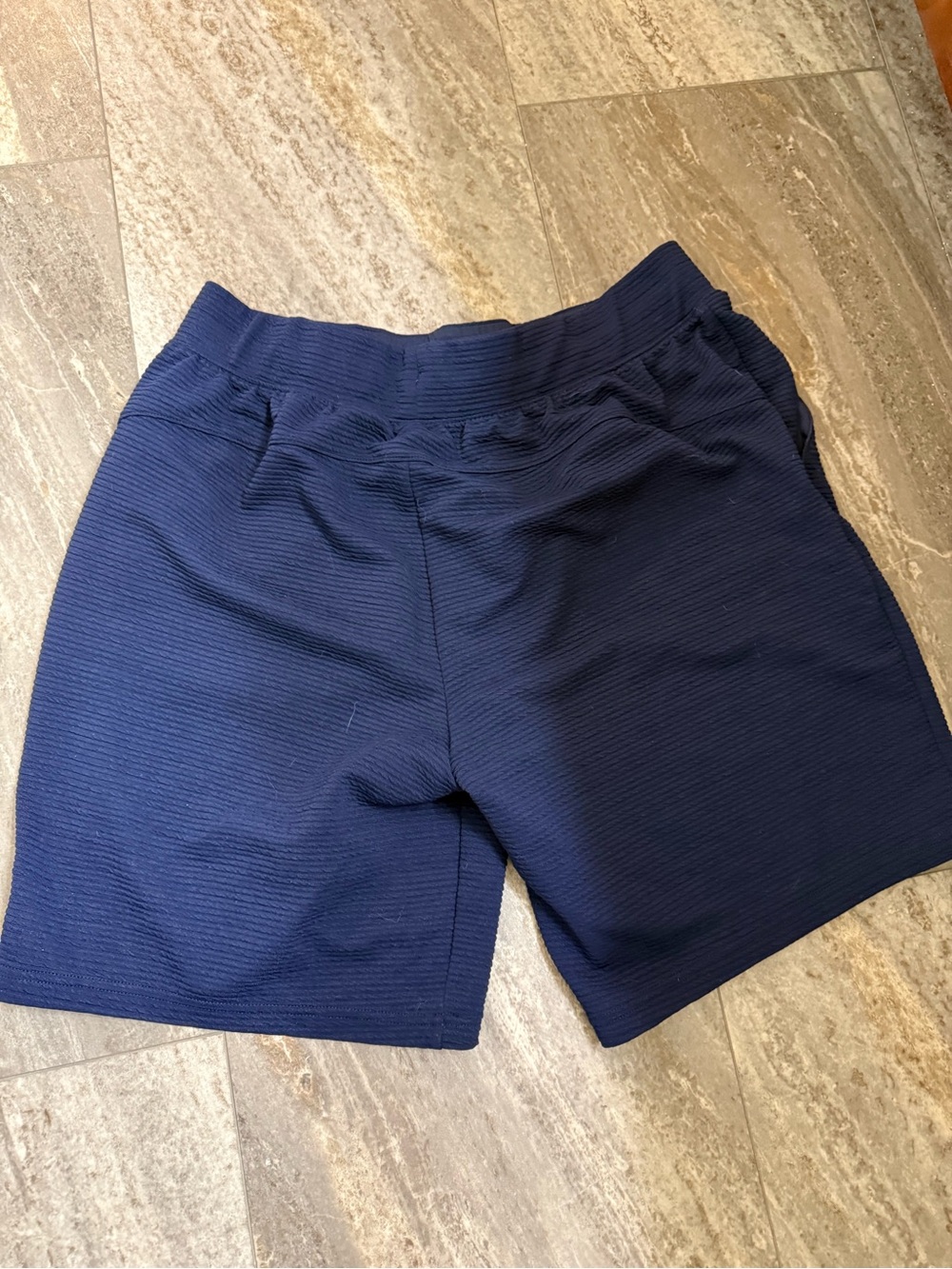 Men's Navy Athletic Performance Shorts with Logo - Picture 3 of 3